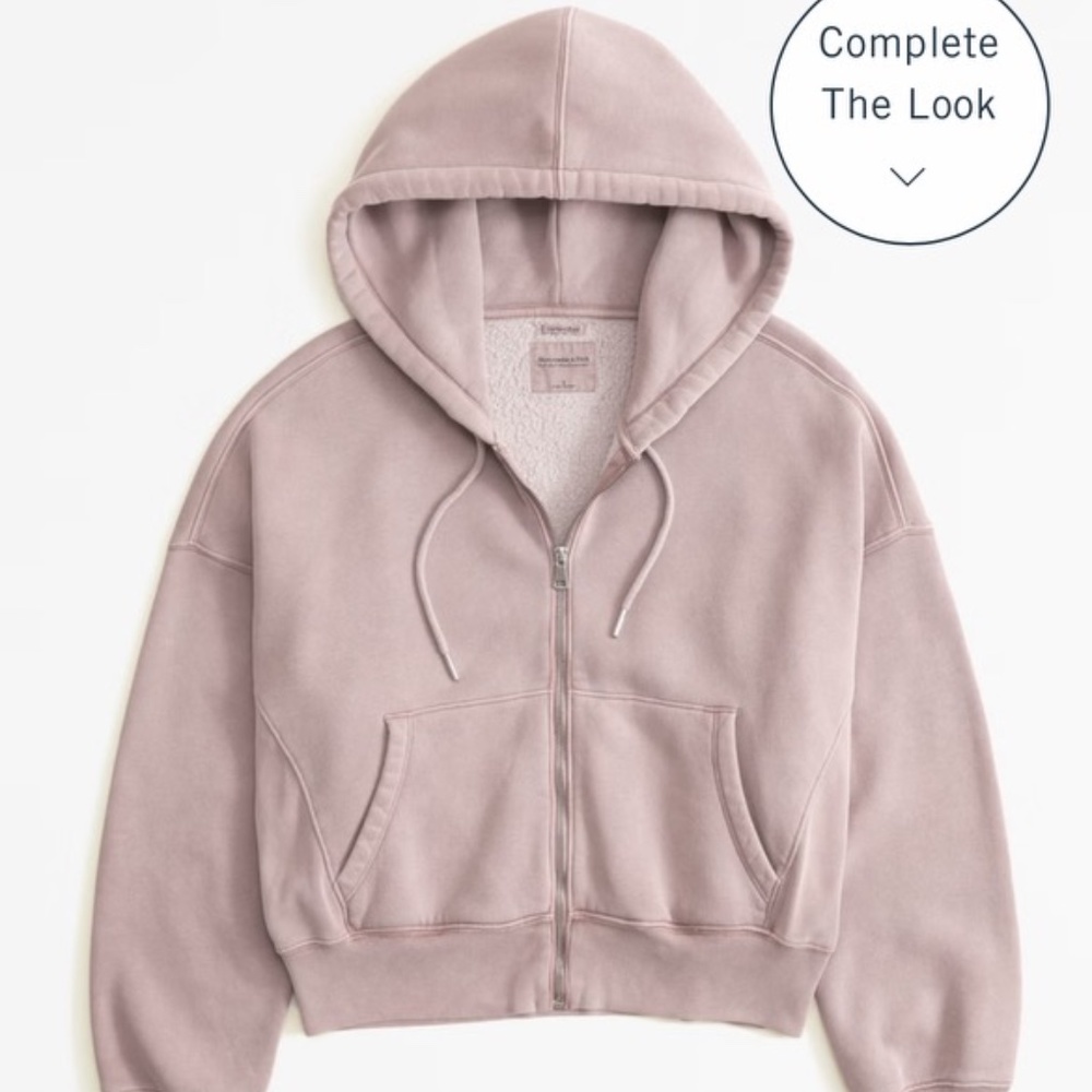 Beige Abercrombie Full Zip Hoodie